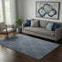 5' X 8' Blue And Ivory Floral Washable Area Rug With UV Protection