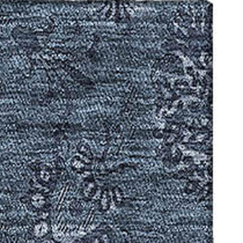 5' X 8' Blue And Ivory Floral Washable Area Rug With UV Protection