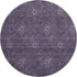 8' Eggplant And Ivory Floral Washable Round Rug With UV Protection
