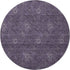 8' Eggplant And Ivory Floral Washable Round Rug With UV Protection