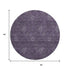 8' Eggplant And Ivory Floral Washable Round Rug With UV Protection