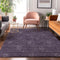 9' X 12' Eggplant And Ivory Floral Washable Area Rug With UV Protection