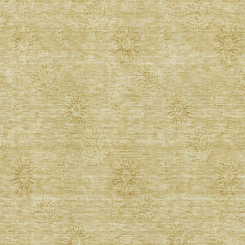 5' X 8' Gold And Ivory Floral Washable Area Rug With UV Protection