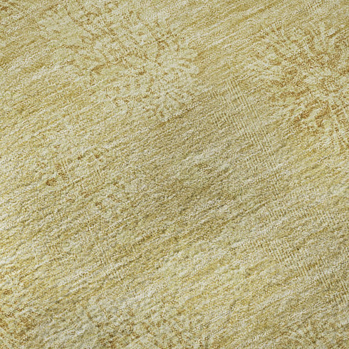 5' X 8' Gold And Ivory Floral Washable Area Rug With UV Protection