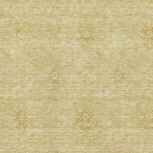 8' X 10' Gold And Ivory Floral Washable Area Rug With UV Protection