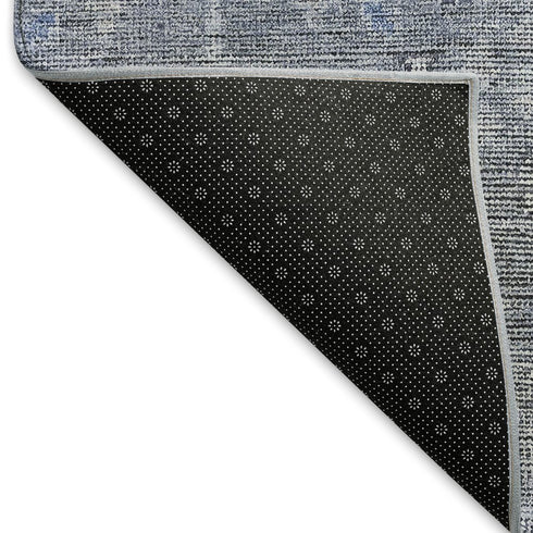 5' X 8' Blue And Gray Southwestern Washable Area Rug With UV Protection