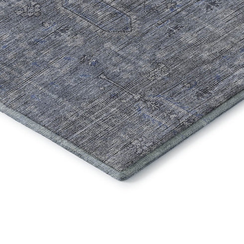 5' X 8' Blue And Gray Southwestern Washable Area Rug With UV Protection