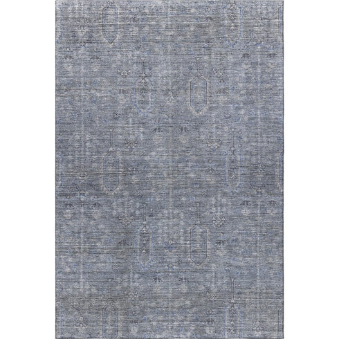 5' X 8' Blue And Gray Southwestern Washable Area Rug With UV Protection