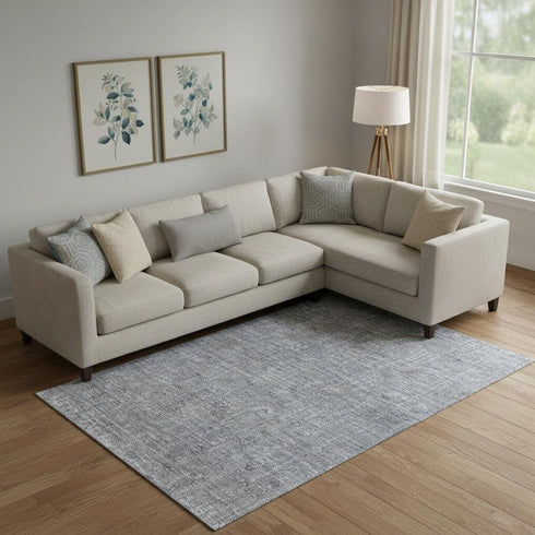 8' X 10' Blue And Gray Southwestern Washable Area Rug With UV Protection