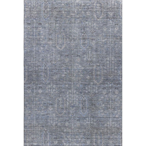 8' X 10' Blue And Gray Southwestern Washable Area Rug With UV Protection