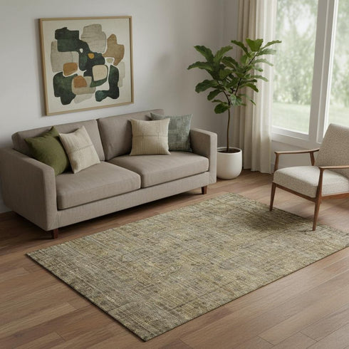 5' X 8' Brown And Beige Southwestern Washable Area Rug With UV Protection