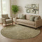 8' Brown And Beige Southwestern Washable Round Rug With UV Protection