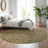 8' Brown And Beige Southwestern Washable Round Rug With UV Protection