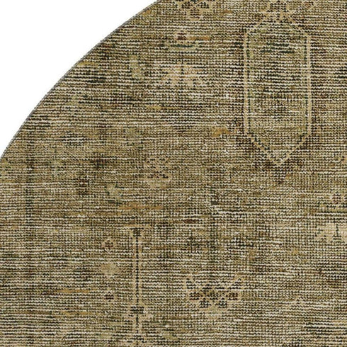 8' Brown And Beige Southwestern Washable Round Rug With UV Protection