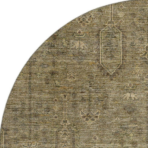 8' Brown And Beige Southwestern Washable Round Rug With UV Protection