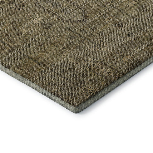 9' X 12' Brown And Beige Southwestern Washable Area Rug With UV Protection