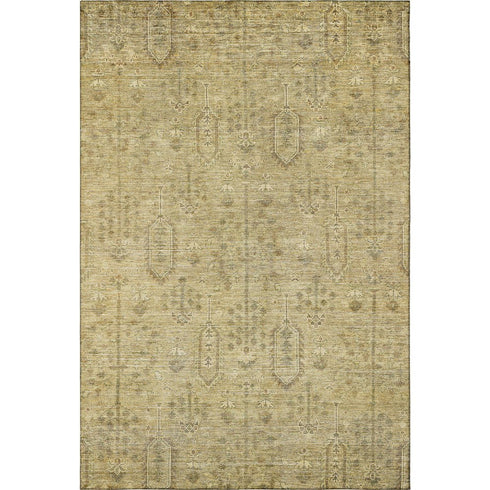 5' X 8' Gold And Taupe Southwestern Washable Area Rug With UV Protection
