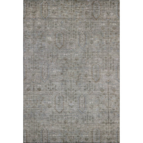 5' X 8' Granite Gray And Silver Southwestern Washable Area Rug With UV Protection