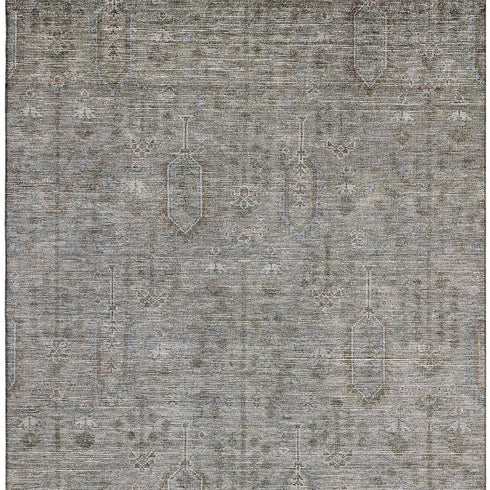 5' X 8' Granite Gray And Silver Southwestern Washable Area Rug With UV Protection