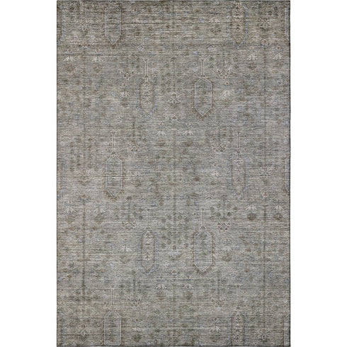5' X 8' Granite Gray And Silver Southwestern Washable Area Rug With UV Protection