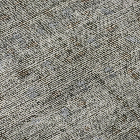 8' Granite Gray And Silver Southwestern Washable Round Rug With UV Protection