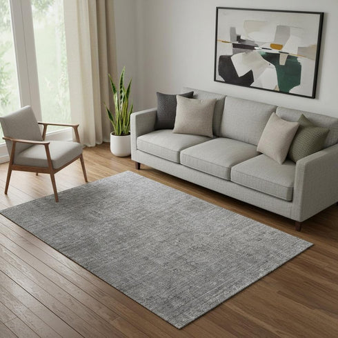 5' X 8' Gray And Silver Southwestern Washable Area Rug With UV Protection