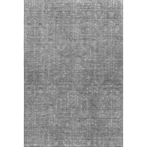 5' X 8' Gray And Silver Southwestern Washable Area Rug With UV Protection