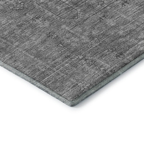 5' X 8' Gray And Silver Southwestern Washable Area Rug With UV Protection