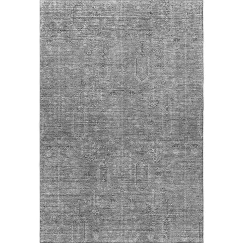 5' X 8' Gray And Silver Southwestern Washable Area Rug With UV Protection