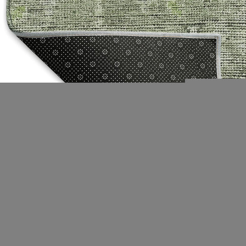8' Green And Gray Southwestern Washable Round Rug With UV Protection