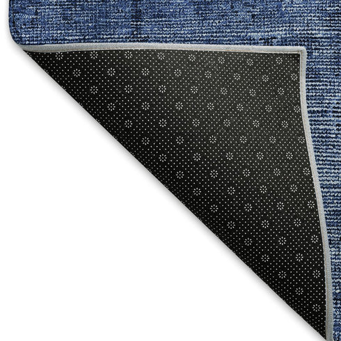 5' X 8' Navy Blue And Gray Southwestern Washable Area Rug With UV Protection