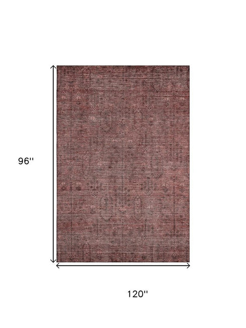8' X 10' Rust And Gray Southwestern Washable Area Rug With UV Protection