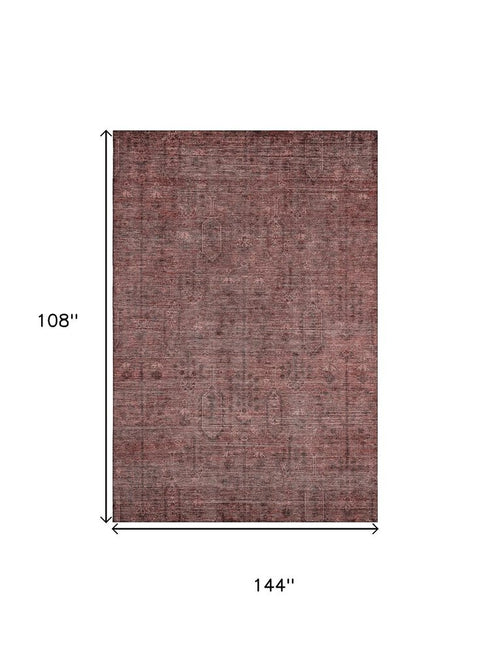 9' X 12' Rust And Gray Southwestern Washable Area Rug With UV Protection