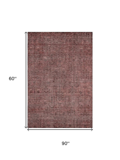 9' X 12' Rust And Gray Southwestern Washable Area Rug With UV Protection