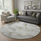 8' Taupe Gray And Brown Abstract Washable Round Rug With UV Protection
