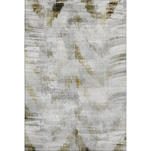 8' X 10' Taupe Gray And Brown Abstract Washable Area Rug With UV Protection