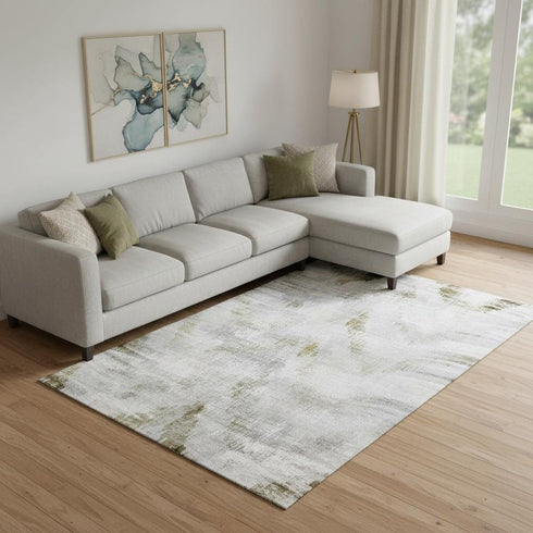 8' X 10' Taupe Gray And Brown Abstract Washable Area Rug With UV Protection