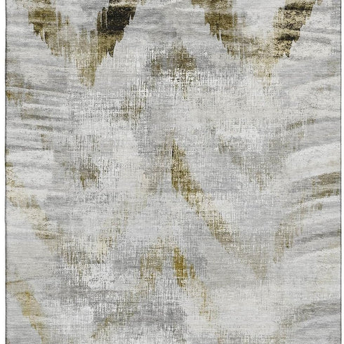 8' X 10' Taupe Gray And Brown Abstract Washable Area Rug With UV Protection