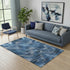 5' X 8' Blue Ivory And Charcoal Abstract Washable Area Rug With UV Protection