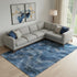 8' X 10' Blue Ivory And Charcoal Abstract Washable Area Rug With UV Protection