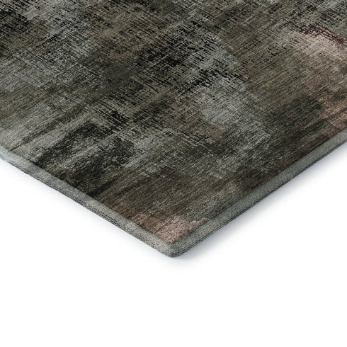 8' X 10' Brown Salmon And Gray Abstract Washable Area Rug With UV Protection