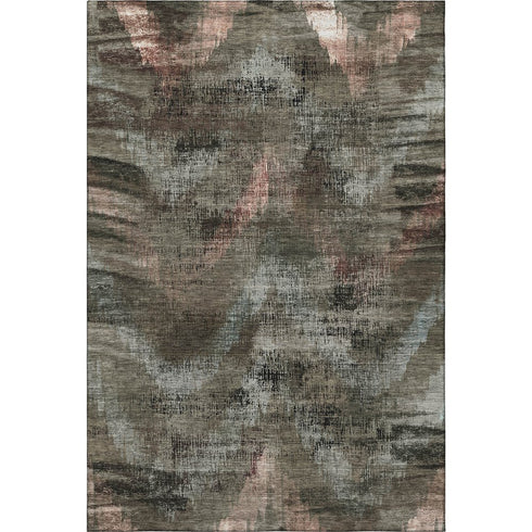 8' X 10' Brown Salmon And Gray Abstract Washable Area Rug With UV Protection