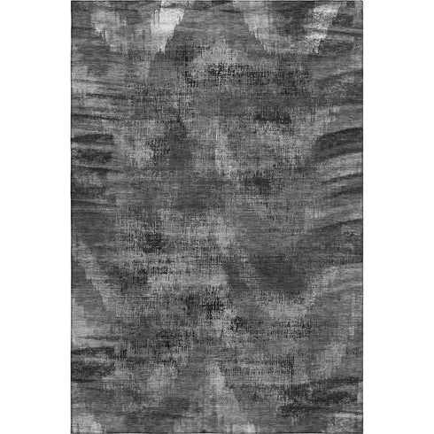 5' X 8' Gray And Silver Abstract Washable Area Rug With UV Protection