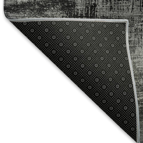 9' X 12' Gray And Silver Abstract Washable Area Rug With UV Protection
