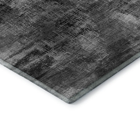 9' X 12' Gray And Silver Abstract Washable Area Rug With UV Protection