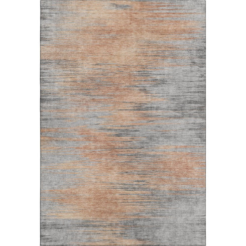 8' X 10' Salmon And Gray Abstract Washable Area Rug With UV Protection