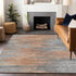 8' X 10' Salmon And Gray Abstract Washable Area Rug With UV Protection