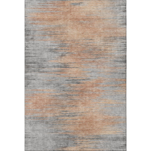 8' X 10' Salmon And Gray Abstract Washable Area Rug With UV Protection