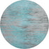 8' Teal And Gray Abstract Washable Round Rug With UV Protection