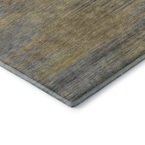 5' X 8' Brown Gold And Taupe Abstract Washable Area Rug With UV Protection